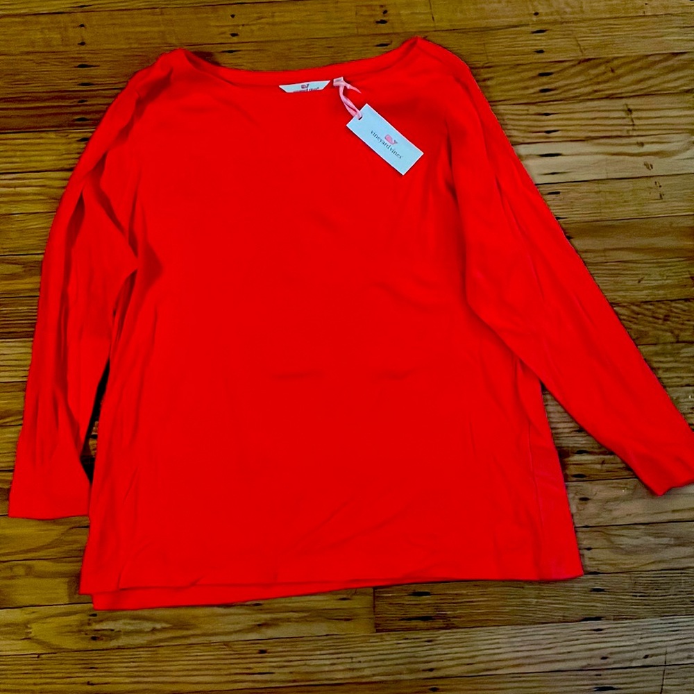 Women’s Long sleeve Simple Boatneck Tee    Color Cuckoo (Orange/Red) Never worn